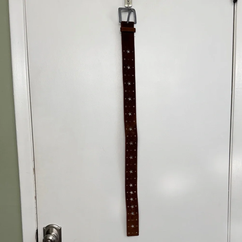 Abercrombie Kids Brown Star Pattern Leather Belt